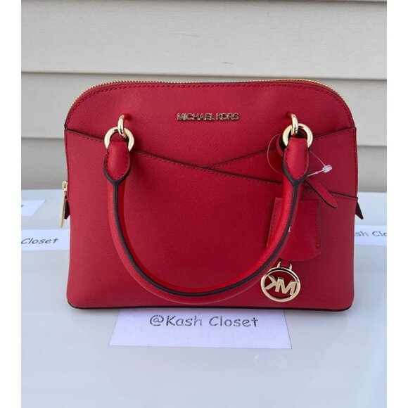 Michael Kors satchel dome purse jet set medium bag flame - Picture 2 of 11